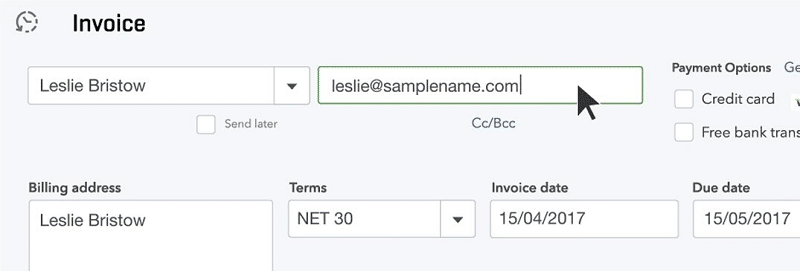 Email the Invoice - Screenshot
