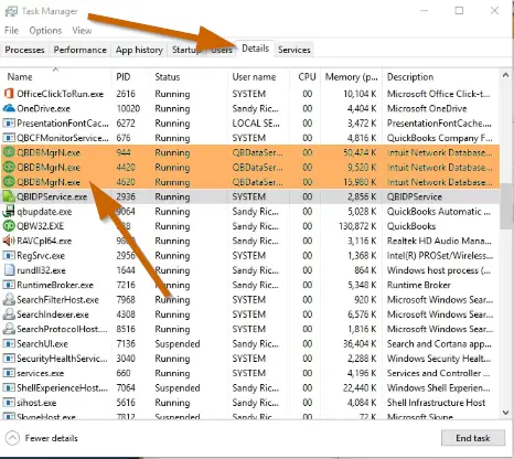 End QuickBooks Processes - Screenshot