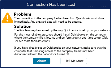 Error Message - Connection has been lost - Screenshot