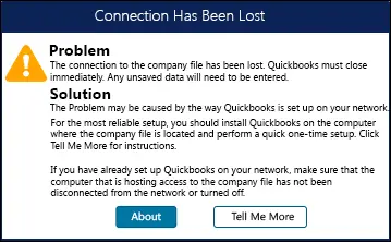 Error Message - Connection has been lost - Screenshot