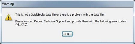 QuickBooks Error Message 6147, 0 - Screenshot