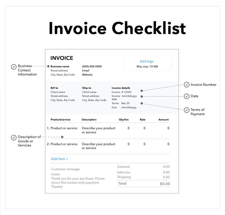 QuickBooks Invoice - Screenshot Image