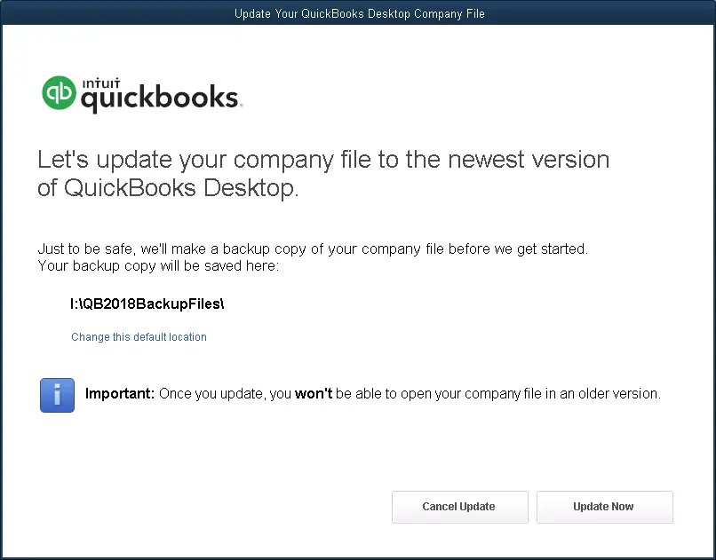 Updating the company file - Screenshot