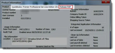 Check QuickBooks version-screenshot