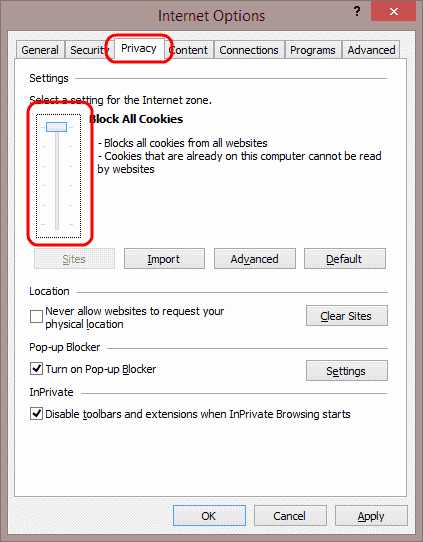 Checking and changing the additional privacy settings - Screenshot