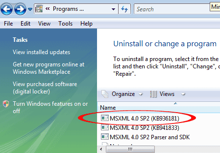Uninstall MSXML.dll files - Screenshot