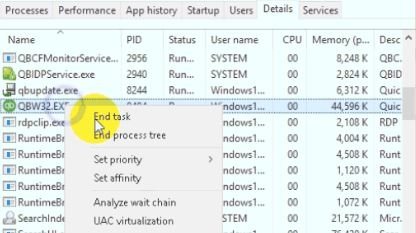 End task in QuickBooks-screenshot