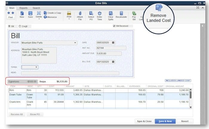 Landed costs feature - Screenshot Image 1