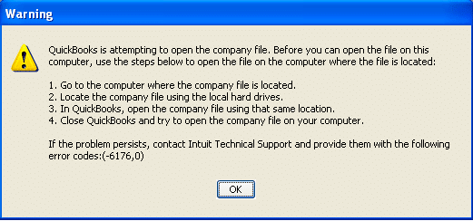 QuickBooks Error code 6176 - Screenshot Image