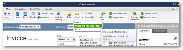 PDF Invoice and attachment review option - Screenshot Image