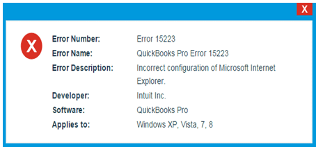 QuickBooks Error Code 15223 - Screenshot Image