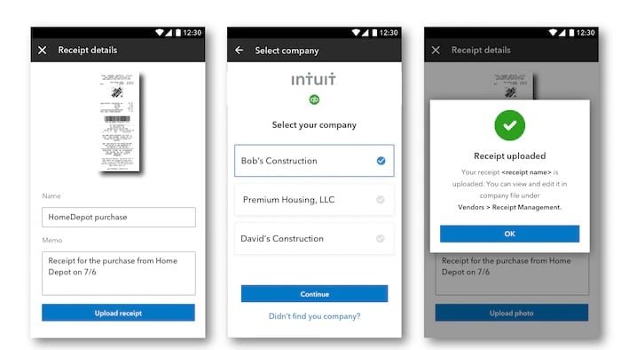 Receipt management option - Screenshot Image
