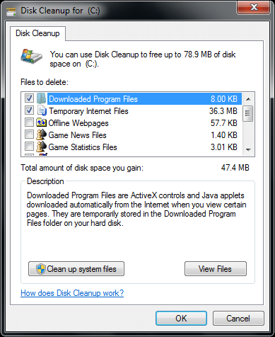 Run disk cleanup - Screenshot Image