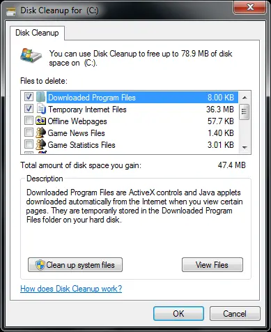 Run disk cleanup - Screenshot Image