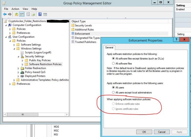 Configuring software restriction policy - Screenshot Image