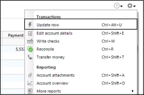 Updating QuickBooks Account - Screenshot