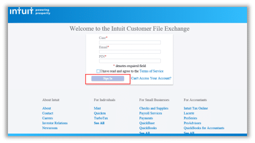 Upload your data file in Intuit - Screenshot Image