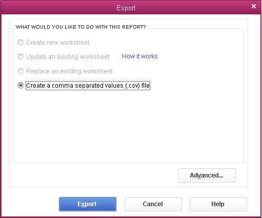 Create a comma separated values file - Screenshot Image