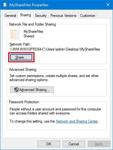 Sharing Tab - Screenshot