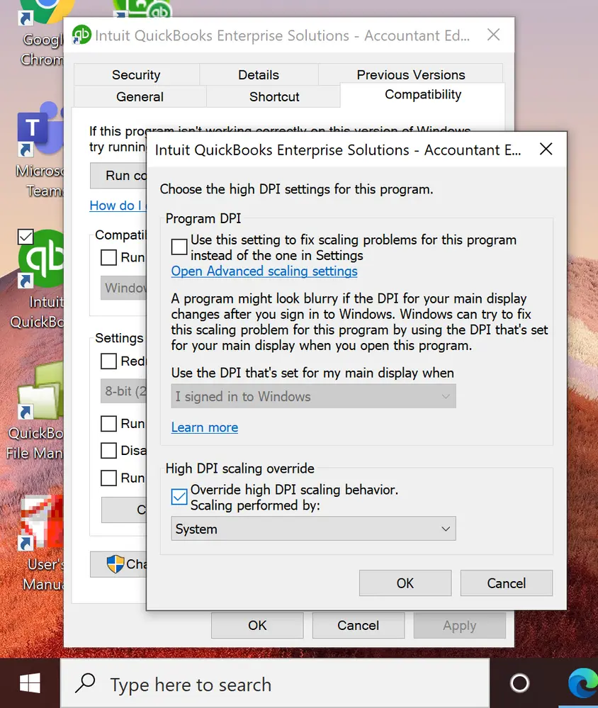 Changing the display settings - Screenshot Image