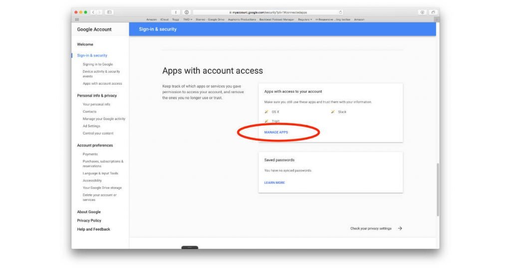Set access preferences for specific apps - Screenshot Image