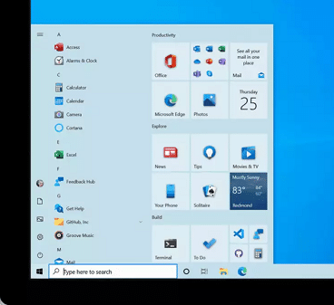 Start Menu - Screenshot Image