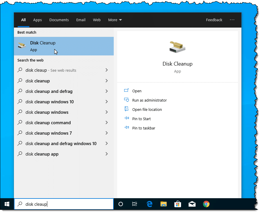 Disk cleanup - Screenshot Image
