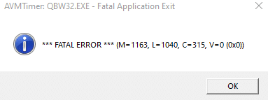QuickBooks error QBW32.exe - Screenshot Image
