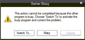 Server Busy Error in QuickBooks - Screenshot Image