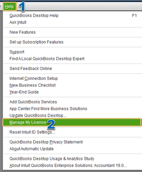 Manage my license - Screenshot Image