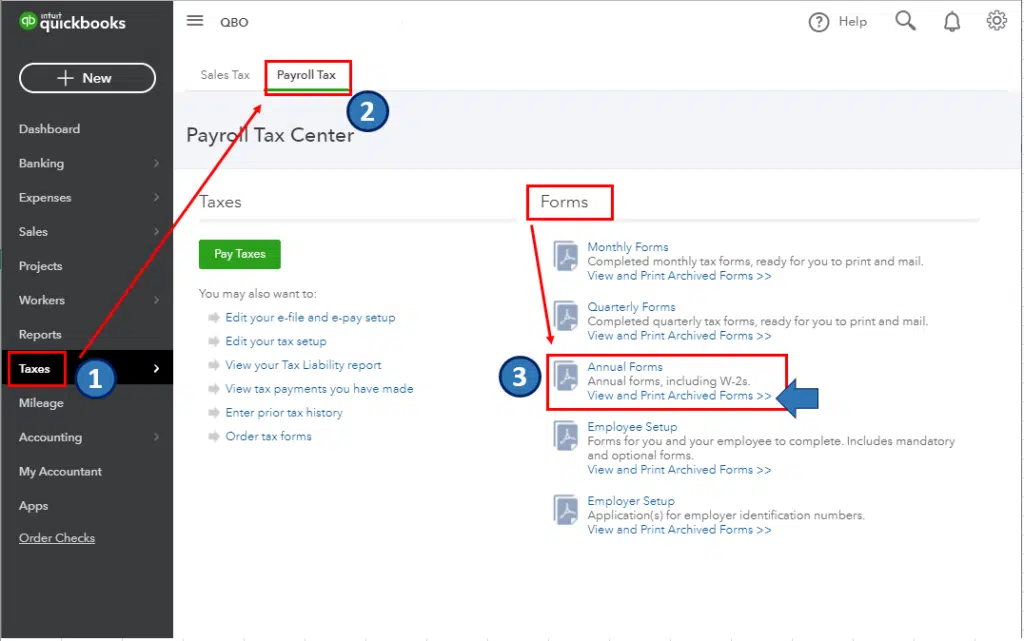 Print W-2 forms with the QuickBooks - Image 1