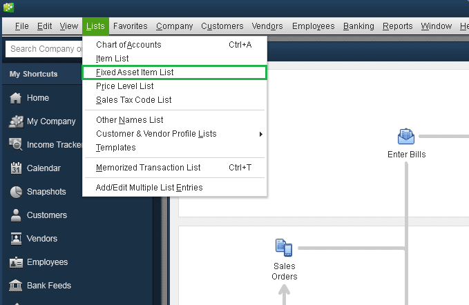 Fixed asset item list - Screenshot Image