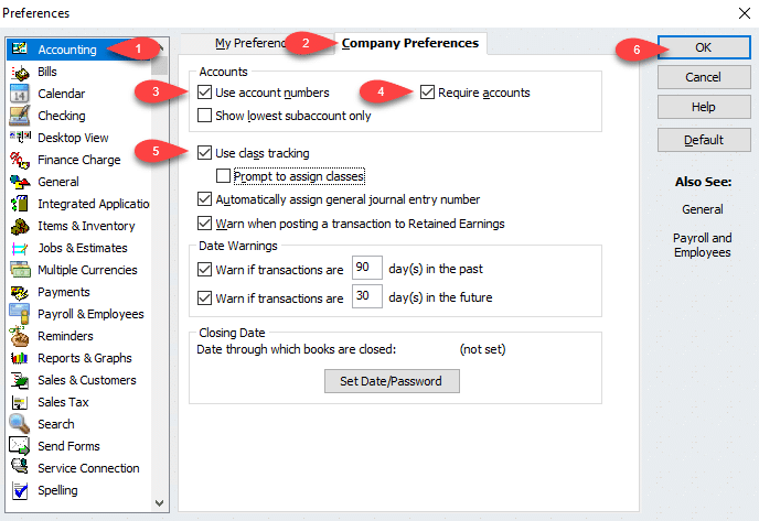 QuickBooks class tracking - Screenshot Image