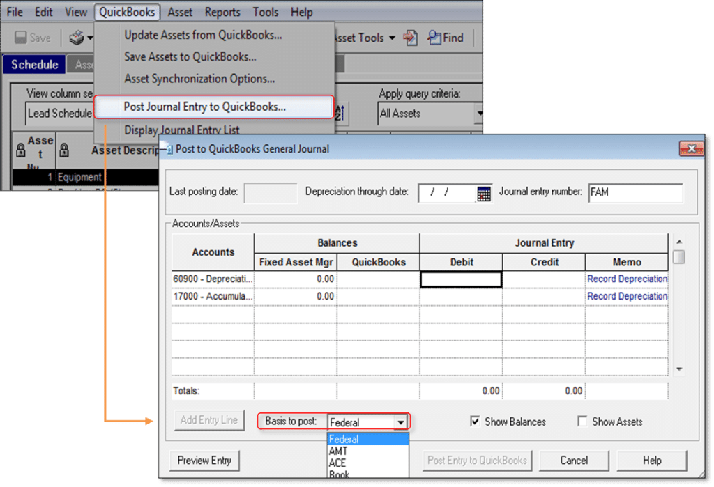 Select the basis on which to post a journal entry - Image