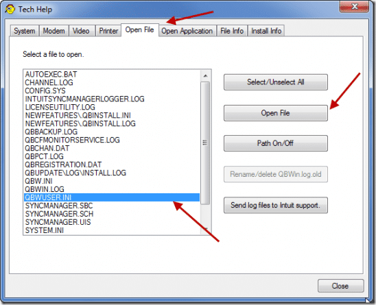 Change the name of QBW.INI file - Screenshot Image