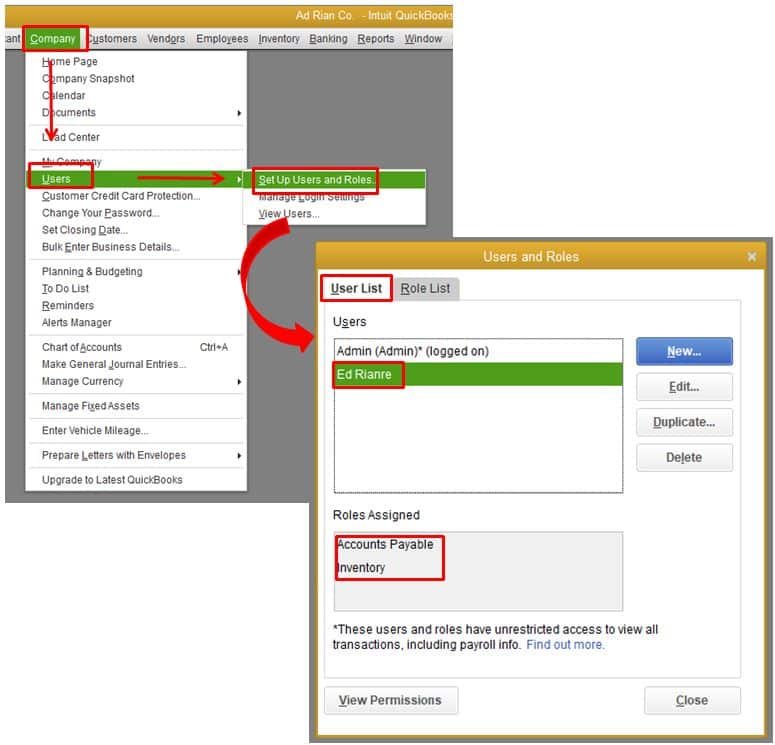Set up users and roles - Screenshot