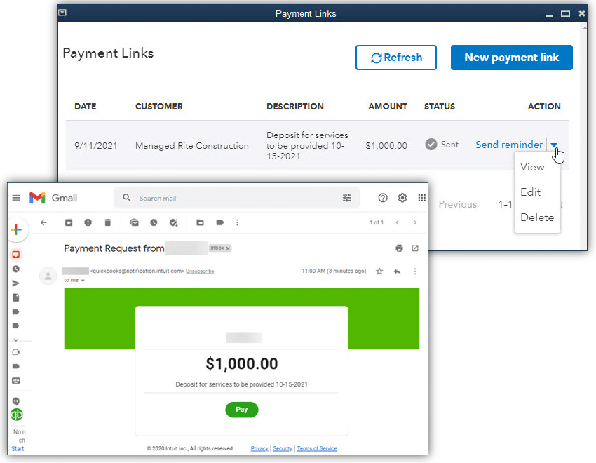 Payment links for customer pre-payments - Screenshot Image 1