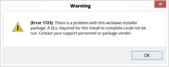 QuickBooks Error Code 1723 - Screenshot Image