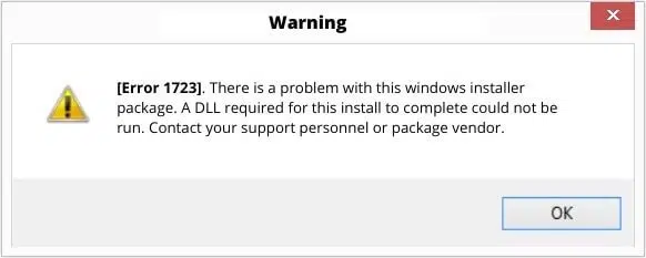 QuickBooks Error Code 1723 - Screenshot Image