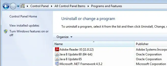 Reinstall Java program - Image