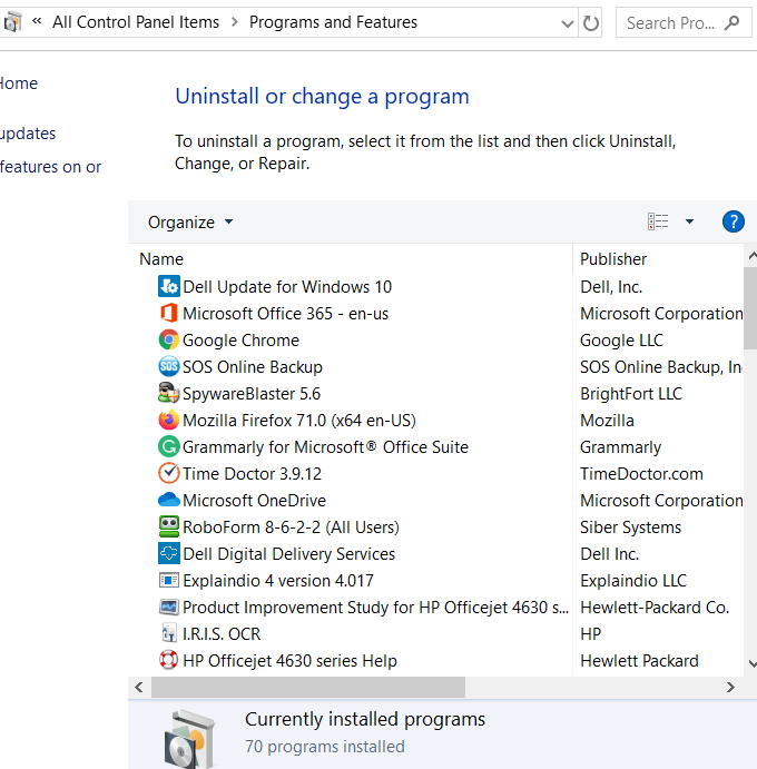Uninstall programs that you don’t use - Screenshot Image