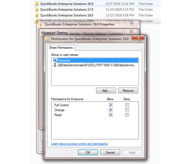 full control of QBDataServiceUserXX - Screenshot Image