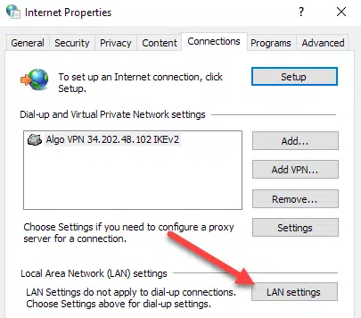 LAN Settings - Screenshot