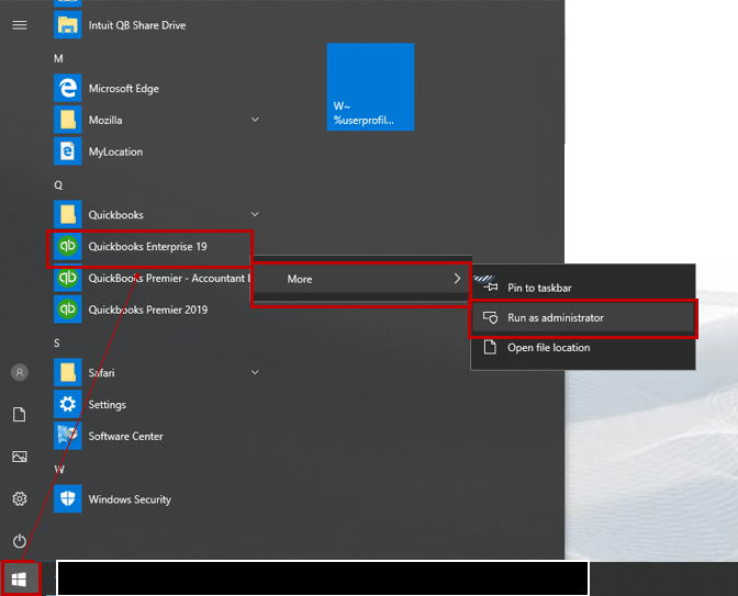 Open QuickBooks program - Screenshot Image