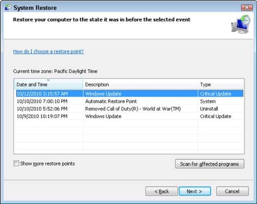 Restore your computer - Screenshot image 1