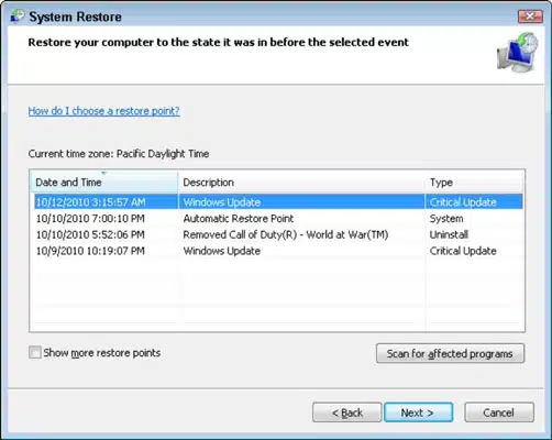 Restore your computer - Screenshot image 1