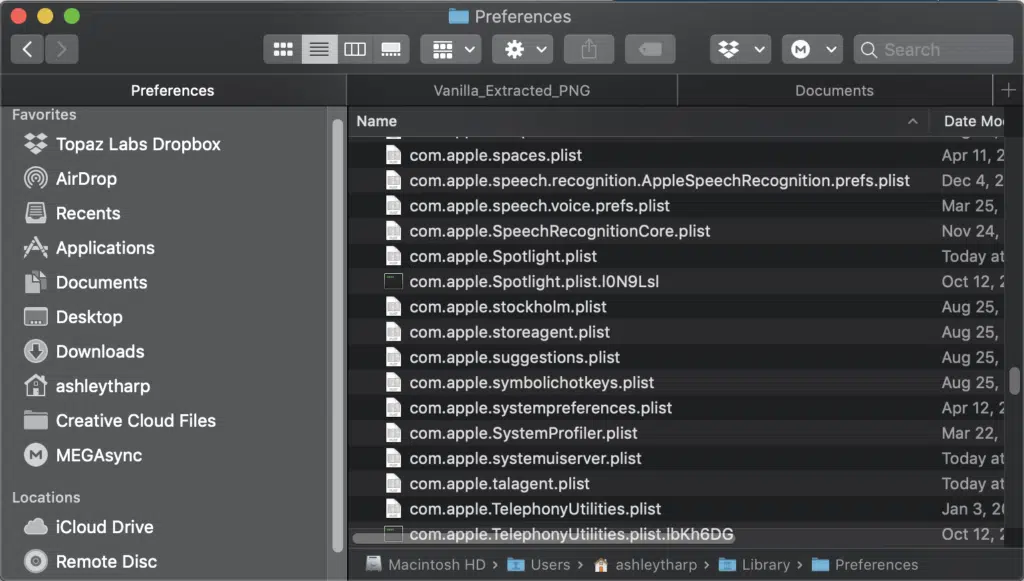 Delete User .plist files - Screenshot Image