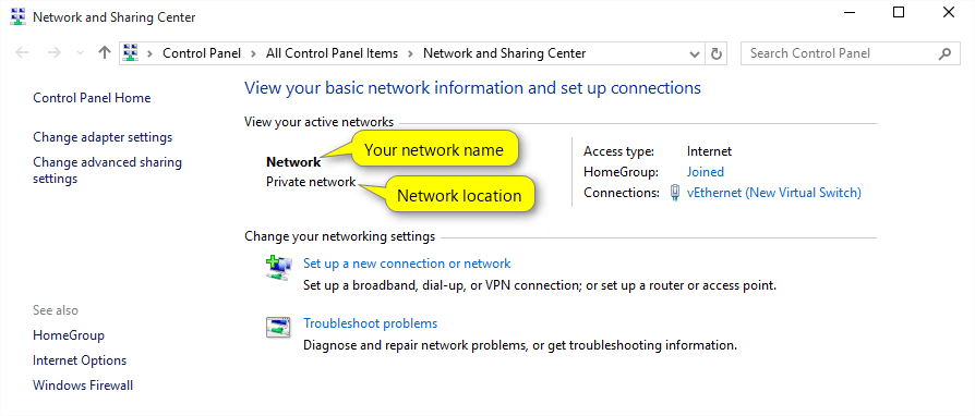 Public network, domain and private network - Image