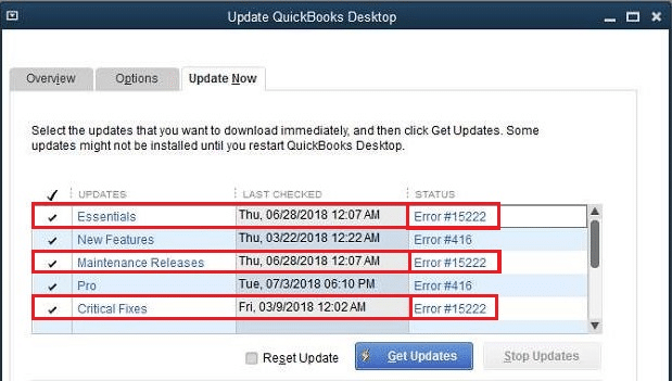QuickBooks Payroll Update Error 15222 - Screenshot Image