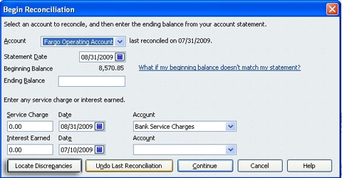 Search for the reconciliation adjustments - Screenshot Image